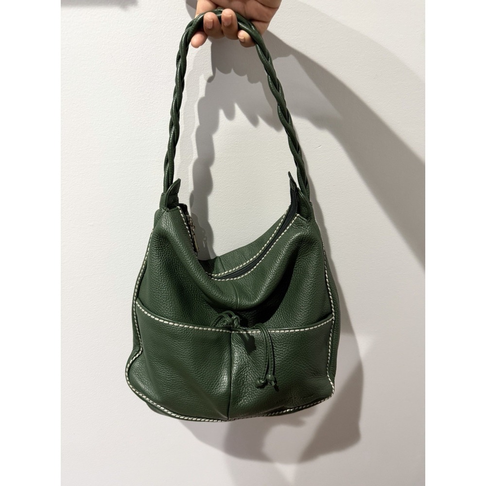 PLINIO‎ VISONA ITALY GREEN SATCHEL GENUINE LEATHER OVERSIZED HANDBAG F